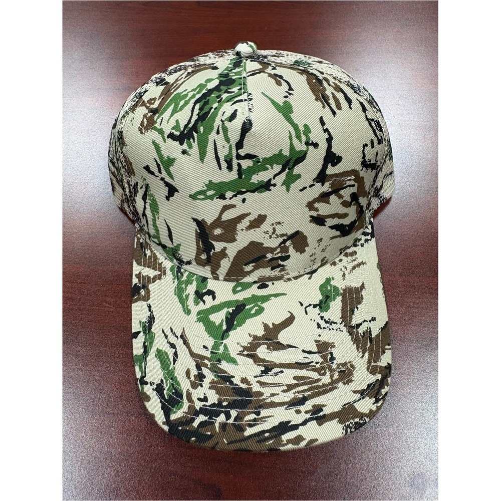 HitWear Tiger Stripe Camo Mesh Back Trucker Hat Tan Green Brown Snapback 1028